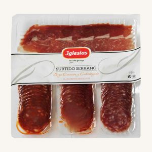 Iglesias Serrano assortment with ham (jamón), chorizo, salchichón and lomo (loin), pre-sliced 200 gr
