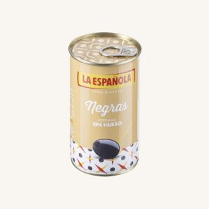 La Española Pitted black olives (aceitunas negras sin hueso), can 150 gr drained (350 gr net weight)